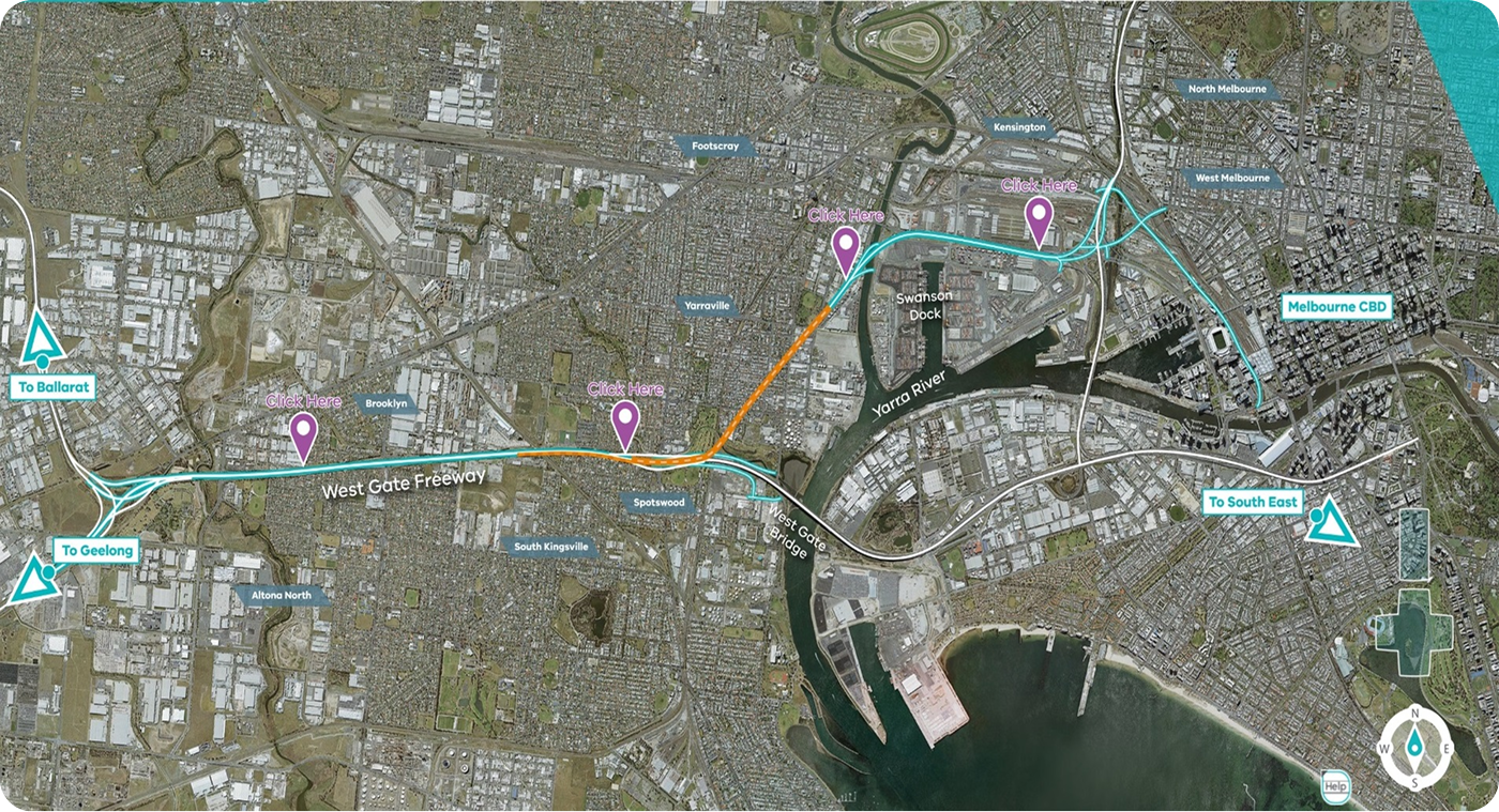 Map of West Gate Tunnel Project
